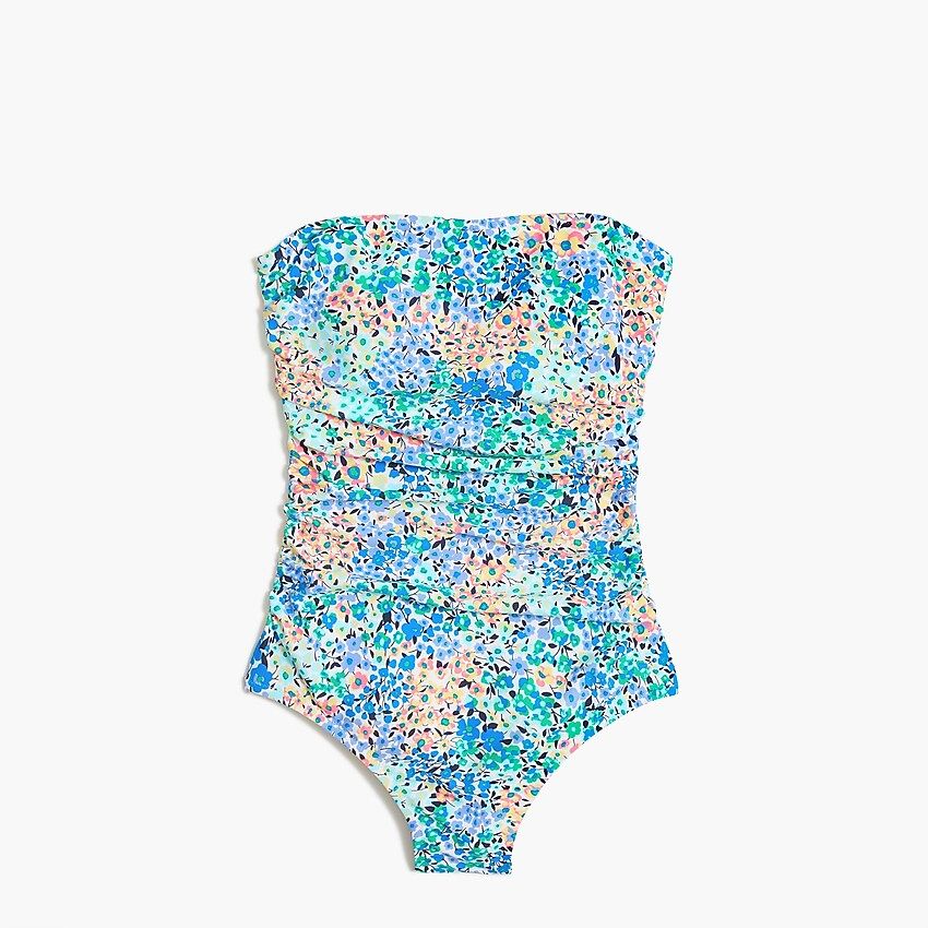 Floral strapless one-piece swimsuit | J.Crew Factory