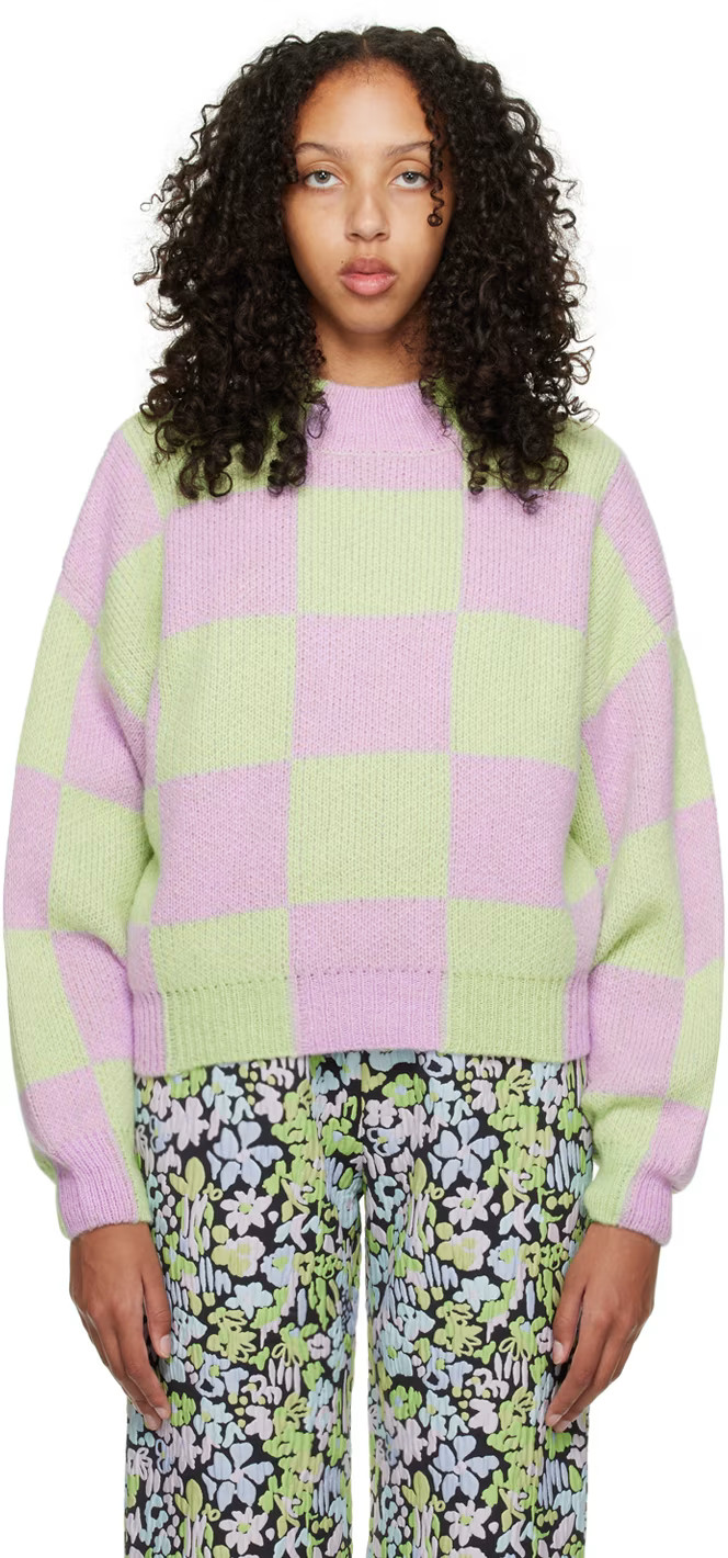 Green & Pink Adonis Crewneck Sweater | SSENSE