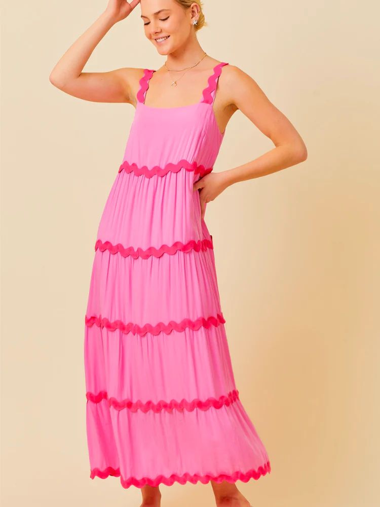 Coco Pink Ric Rac Maxi Dress | Confête