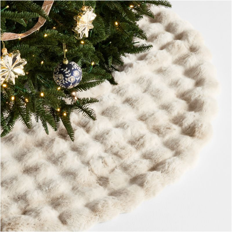 Arctic Ivory Textured Faux Fur Christmas Tree Skirt | Crate & Barrel | Crate & Barrel