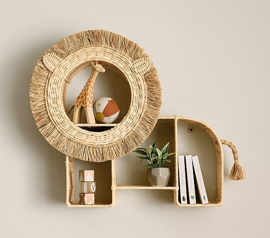 Rattan Lion Shaped Shelf (29") | Pottery Barn Kids
