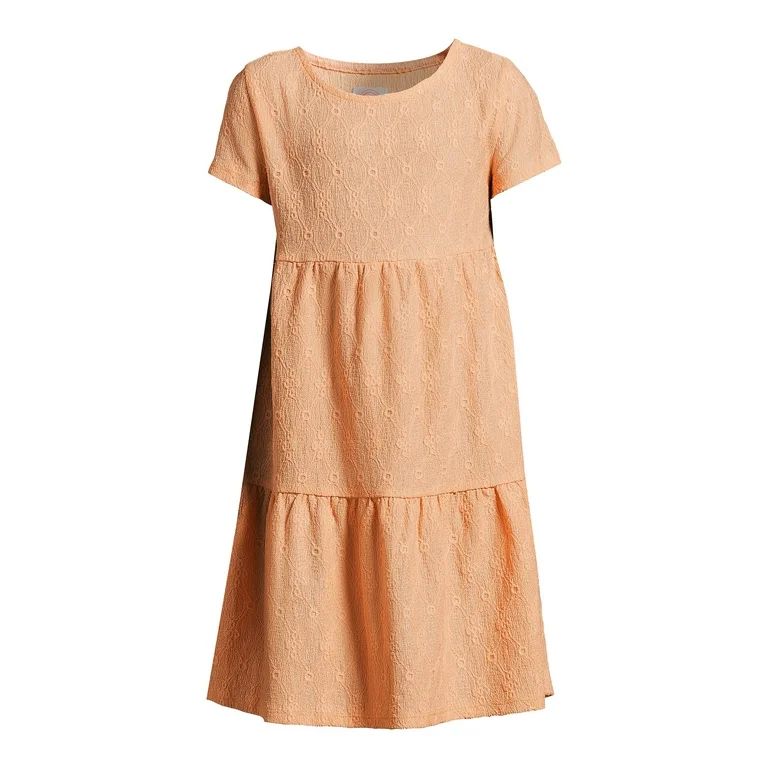 Wonder Nation Girls Tiered Eyelet Dress with Short Sleeves, Size 4-18 & Plus - Walmart.com | Walmart (US)