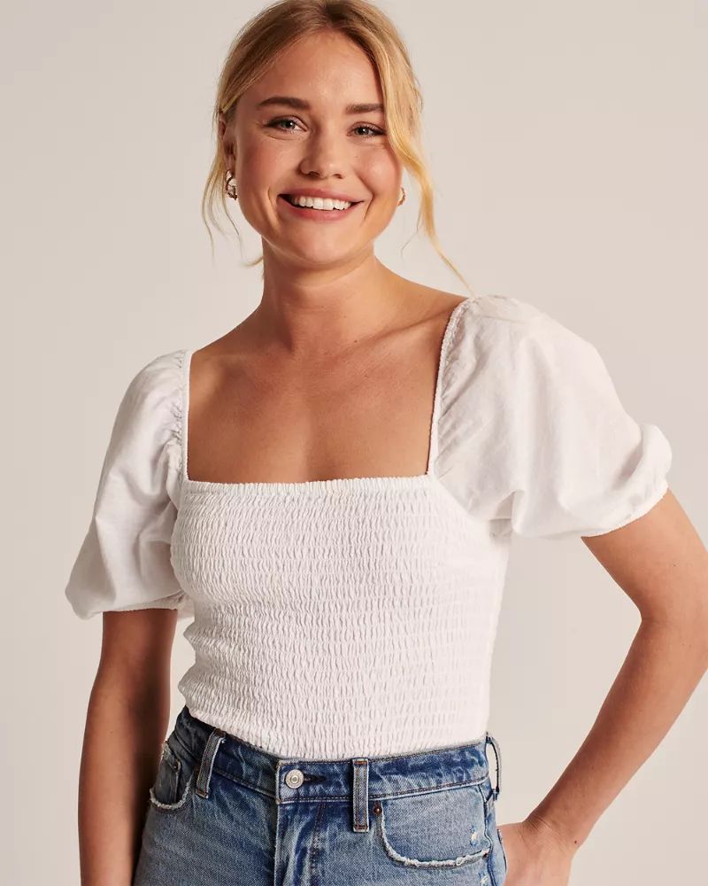 Puff Sleeve Smocked Top | Abercrombie & Fitch US & UK