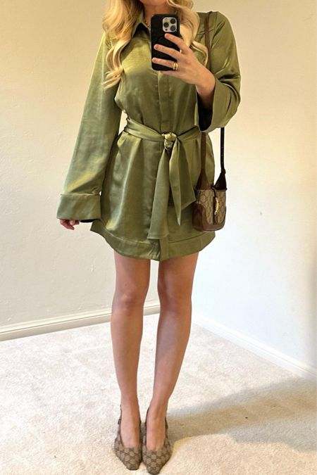 Date night outfit
Green dress
Revolve dress
Gucci heels 
Gucci bag 
Spring Outfit 
#LTKitbag #LTKshoecrush