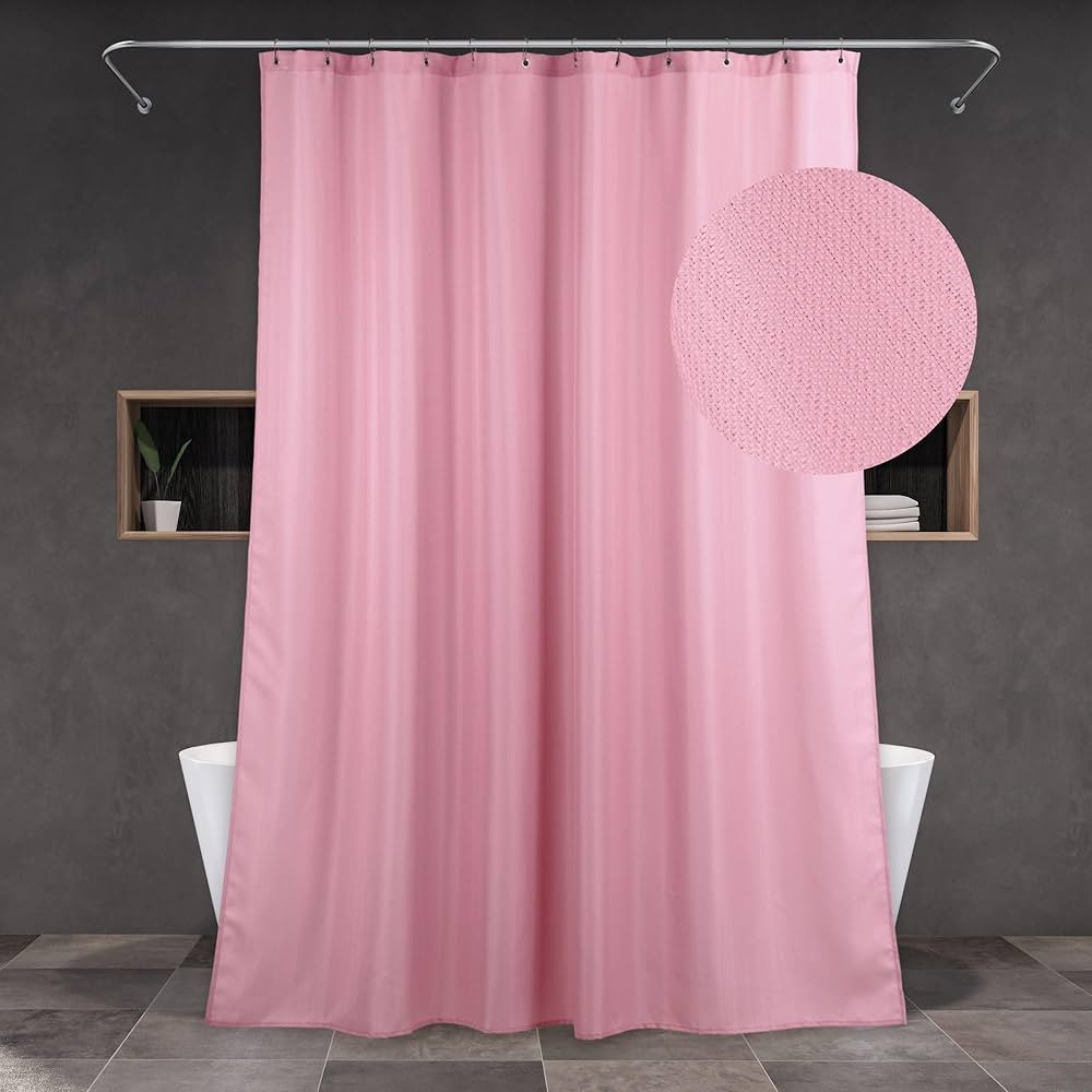 Pink Fabric Shower Curtains for Bathroom: Blush Linen Textured Waterproof Washable Light-Weight P... | Amazon (CA)