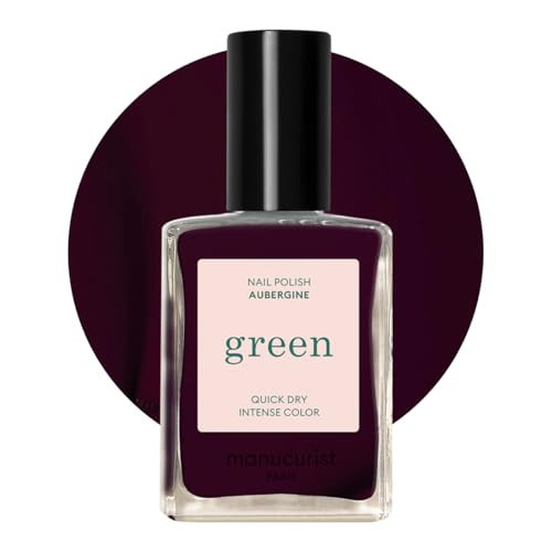 Manucurist Green Quick Dry Nail Polish Aubergine - Dark Purple Nail Polish - 9-Free, Plant-Based and Vegan - Non Toxic - Natural Classic - Nails Care - Manicure - Made in France - 0.5 fl oz | Amazon (US)