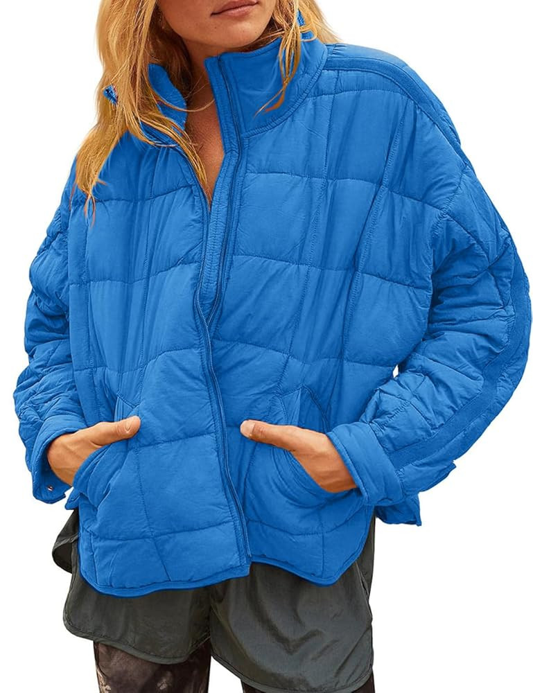 Gacaky Women's Baggy Lightweight Zip Puffer Jacket Warm Winter Down Coat with Pockets | Amazon (US)