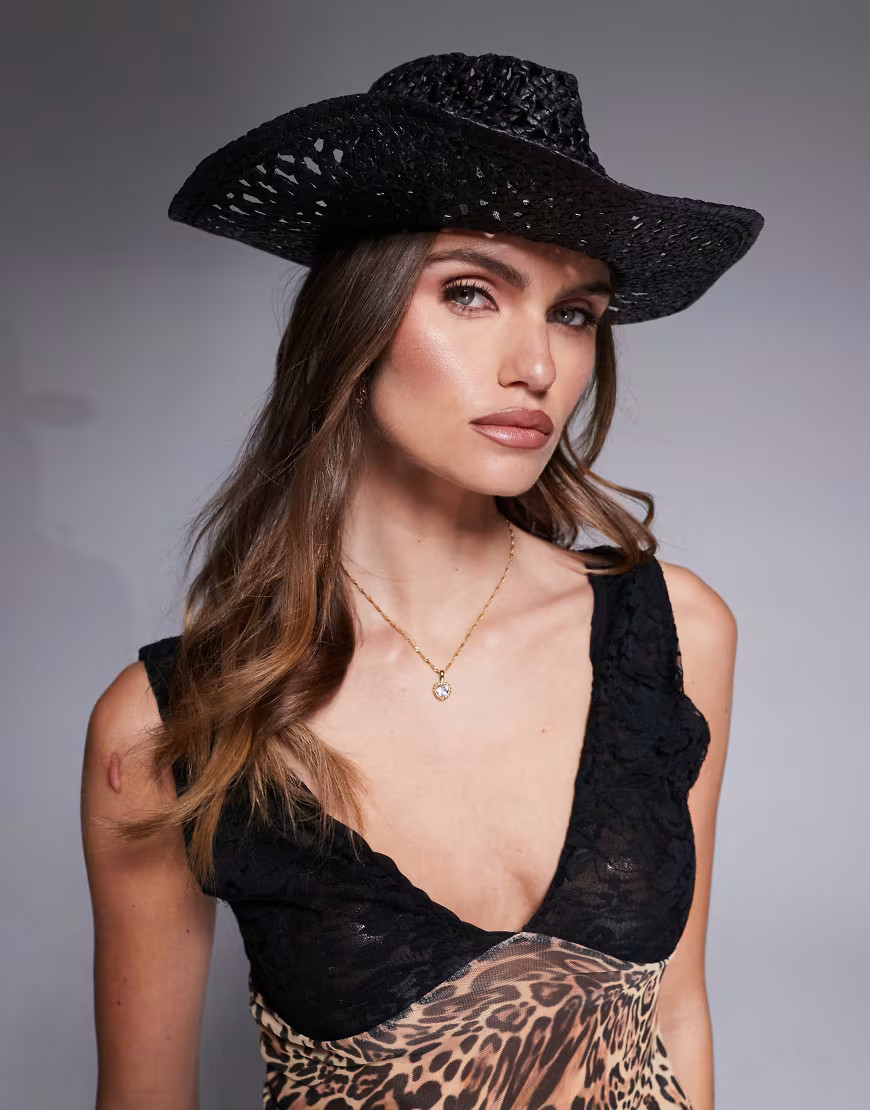 South Beach straw cowboy hat in black | ASOS (Global)