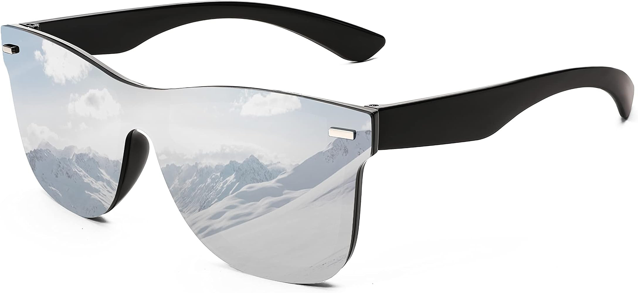 FEISEDY Trendy Rimless Mirrored One Piece Lens Sunglasses Reflective Sun Glasses B4114 | Amazon (US)