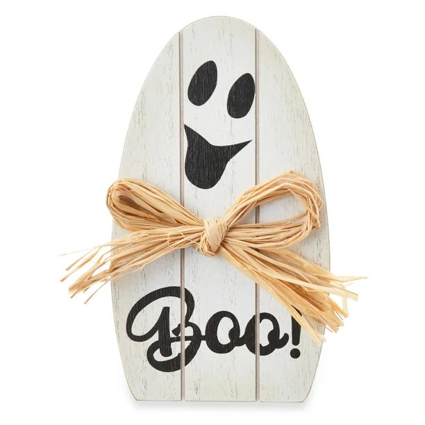 Way To Celebrate Halloween MDF Standing Table Decor, Ghost White, 6" Height - Walmart.com | Walmart (US)