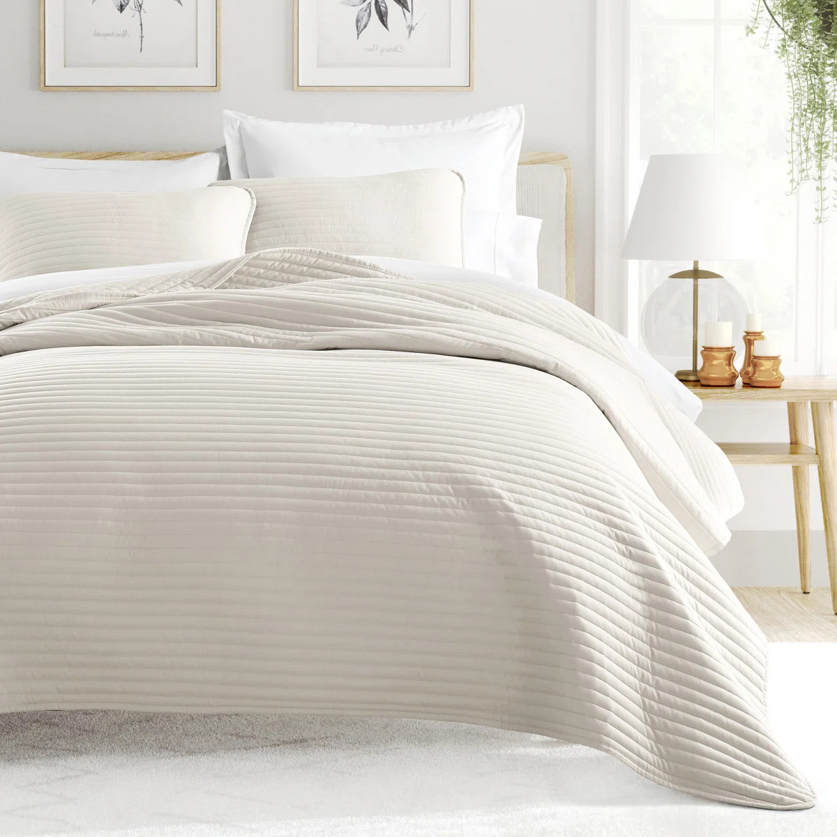 Becky Cameron Lightweight All Season Stripe Stitch Quilt Set with Shams | Wayfair North America