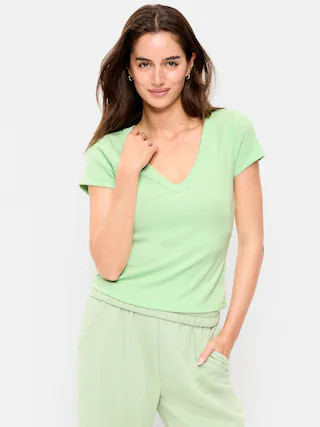 Snug V-Neck Crop T-Shirt | Old Navy (US)