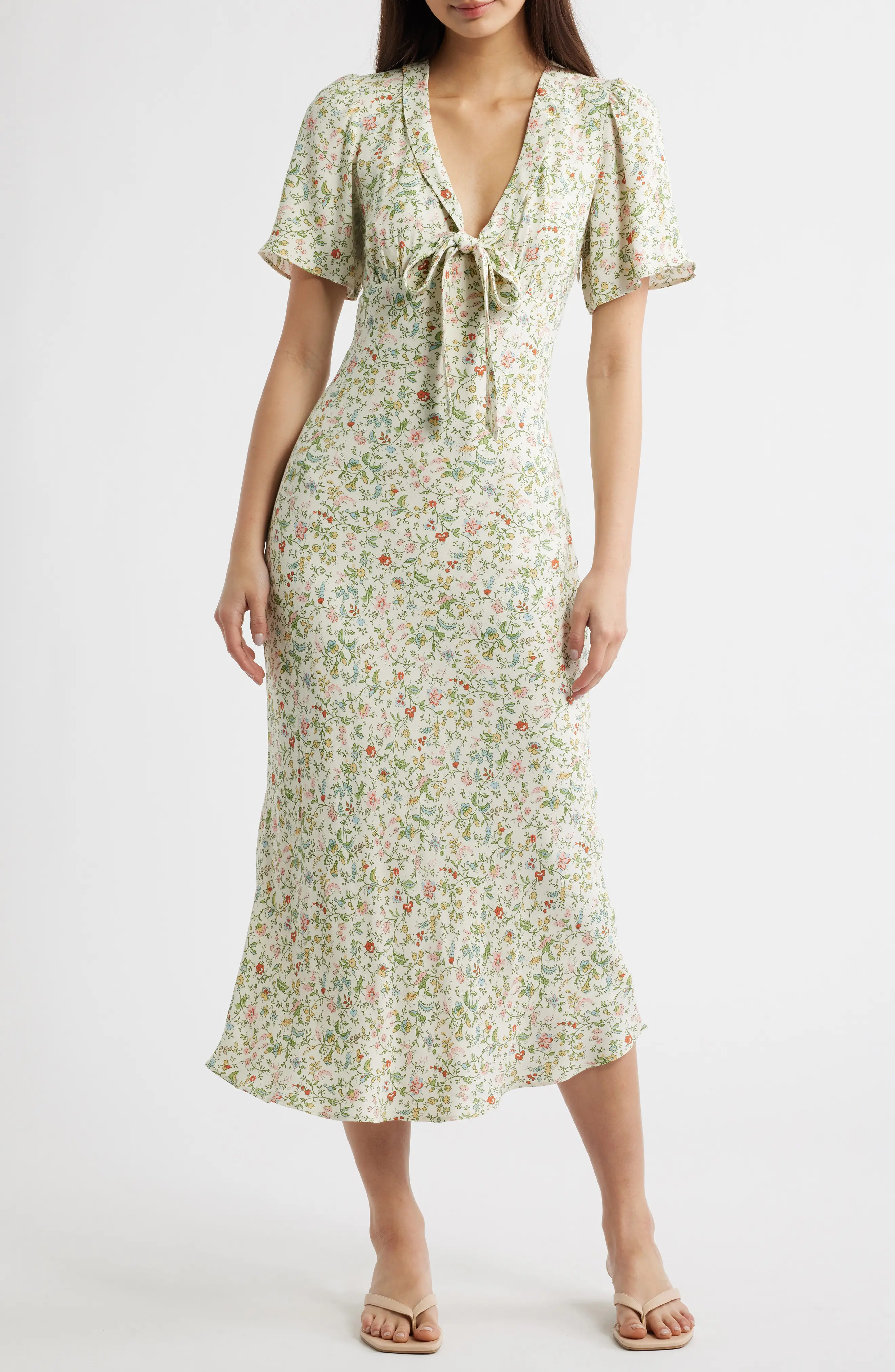 Tyra Floral Short Sleeve Midi Dress (Women) | Nordstrom | Nordstrom