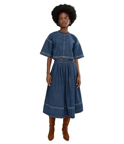Free People Womens Westley Denim Skirt Set Deep Sea Wash SM (Women's 4-6) One Size | Amazon (US)