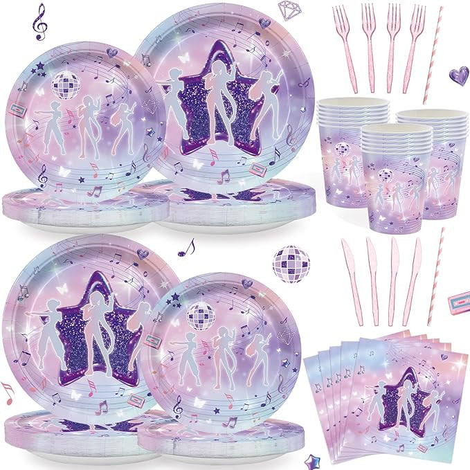168pcs Music Dance Party Supplies for Girls Singer Birthday Party Decoration Cartoon Pop Singer B... | Amazon (US)