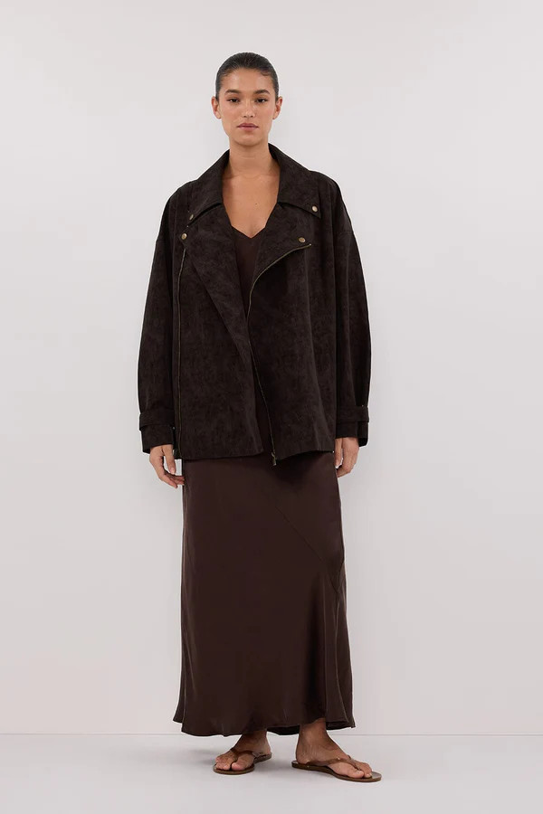OAKLAND CHOC OVERSIZED FAUX SUEDE LONG JACKET | DISSH
