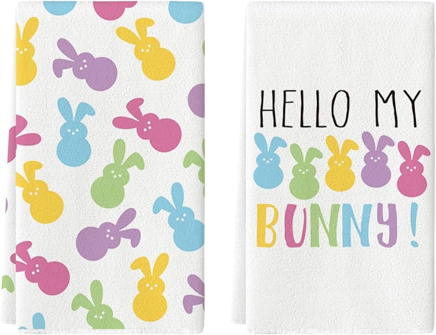 Artoid Mode Colorful Rabbits Bunny Easter Kitchen Towels Dish Towels, 18x26 Inch Spring Farmhouse... | Amazon (US)