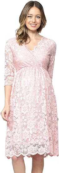 HELLO MIZ Women's Lace Maternity Dress with Nursing Friendly Faux Wrap | Amazon (US)