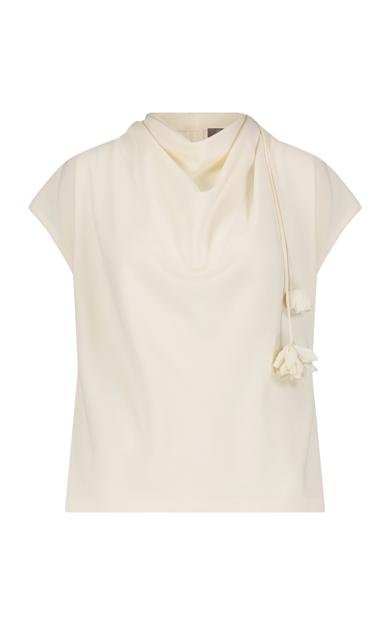Floral-Appliqued Crepe Cowl-Neck Top | Moda Operandi (Global)