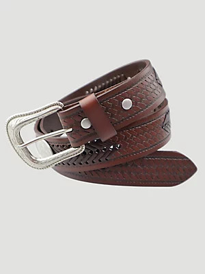 Men's Basket Weave Conchos Belt in Brown | Wrangler