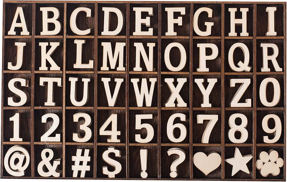 270 Pieces 1 Inch Wood Alphabet Letters Wooden Numbers Mini Blank Wood Symbols Unfinished Wood He... | Amazon (US)