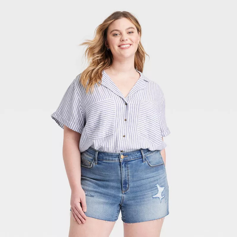 Women's Linen Short Sleeve Button-Down Shirt - Universal Thread™ | Target