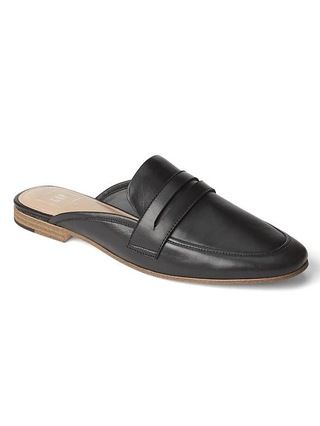 Gap Womens Leather Loafer Mules Black Leather Size 10 | Gap US