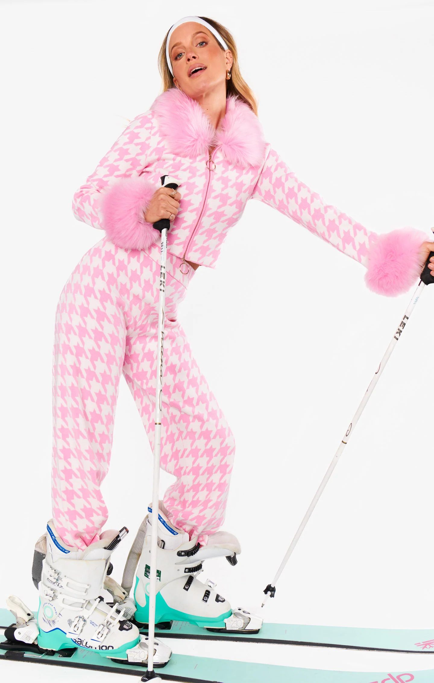Zermatt Sweater Pant ~ Pink Houndstooth Knit | Show Me Your Mumu
