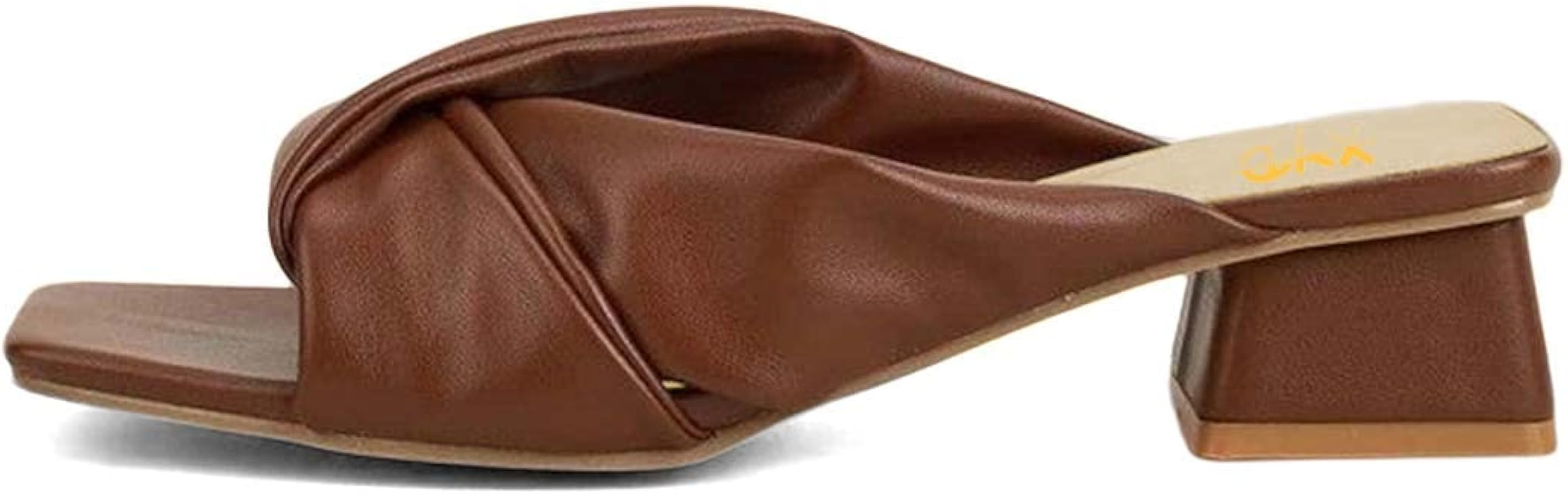 XYD Women Comfy Cross Strap Slip On Slides Open Square Toe Low Chunky Heel Sandals Vacation Daily... | Amazon (US)