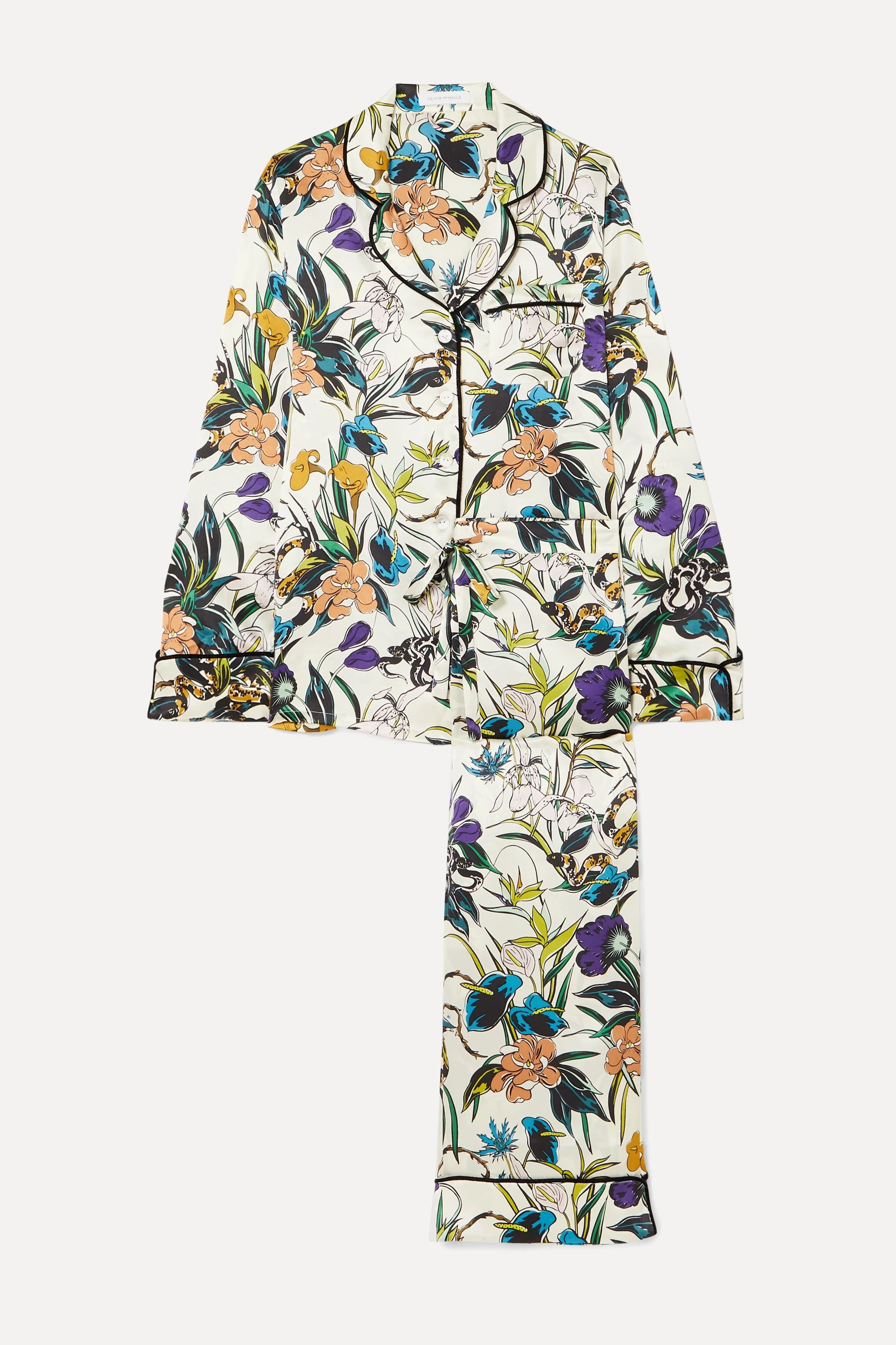 Lila floral-print silk-satin pajama set | NET-A-PORTER (UK & EU)