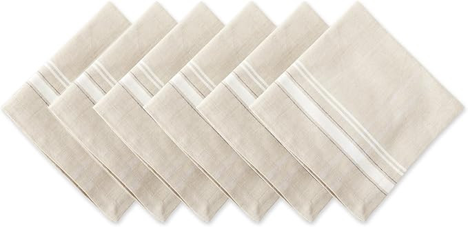 DII Kitchen Essentials Everyday French Stripe Tabletop Collection, Napkin Set, 20x20, Taupe/White... | Amazon (US)