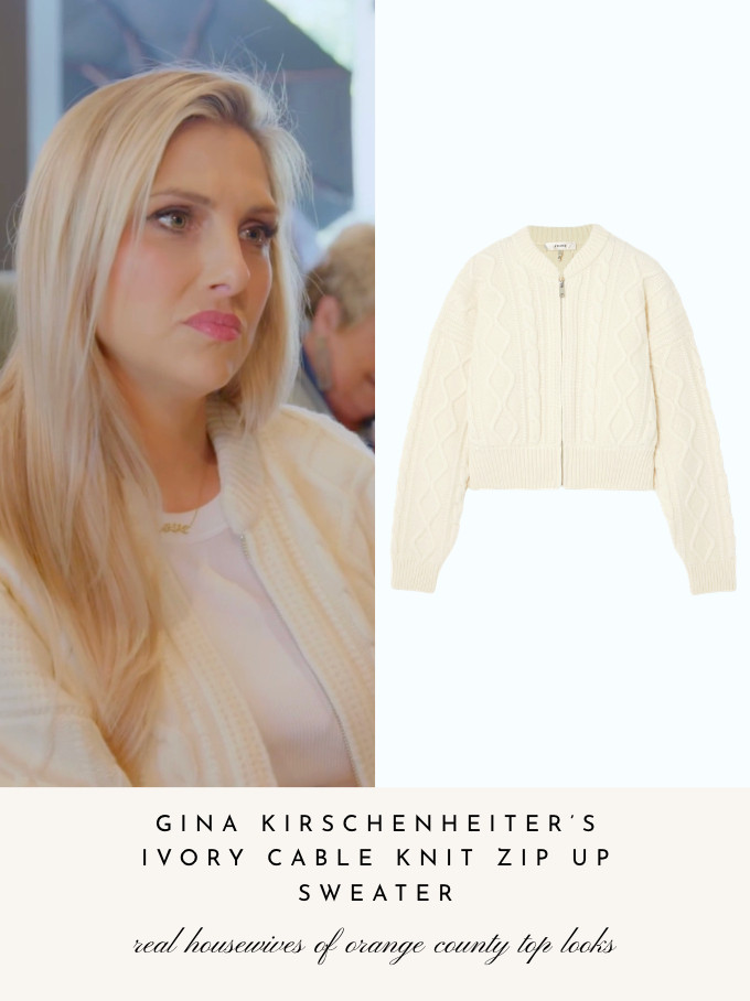 Gina Kirschenheiter's Ivory Cable Knit Zip Up Sweater 

 