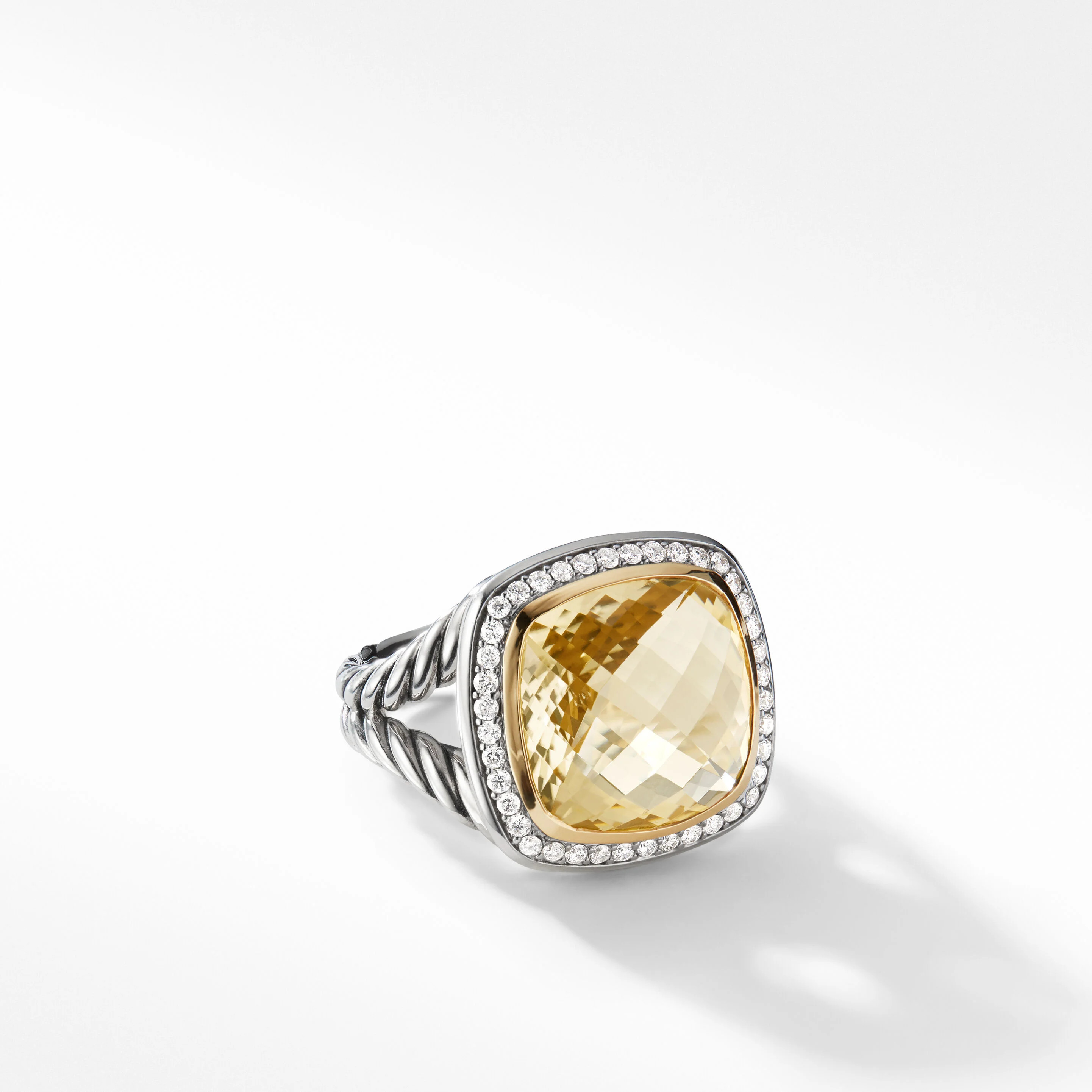 Albion® Ring in Sterling Silver with Champagne Citrine, 18K Yellow Gold and Pavé Diamonds | David Yurman