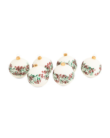 Handcrafted In Poland 6pk Glass Ornaments With Floral Design | TJ Maxx