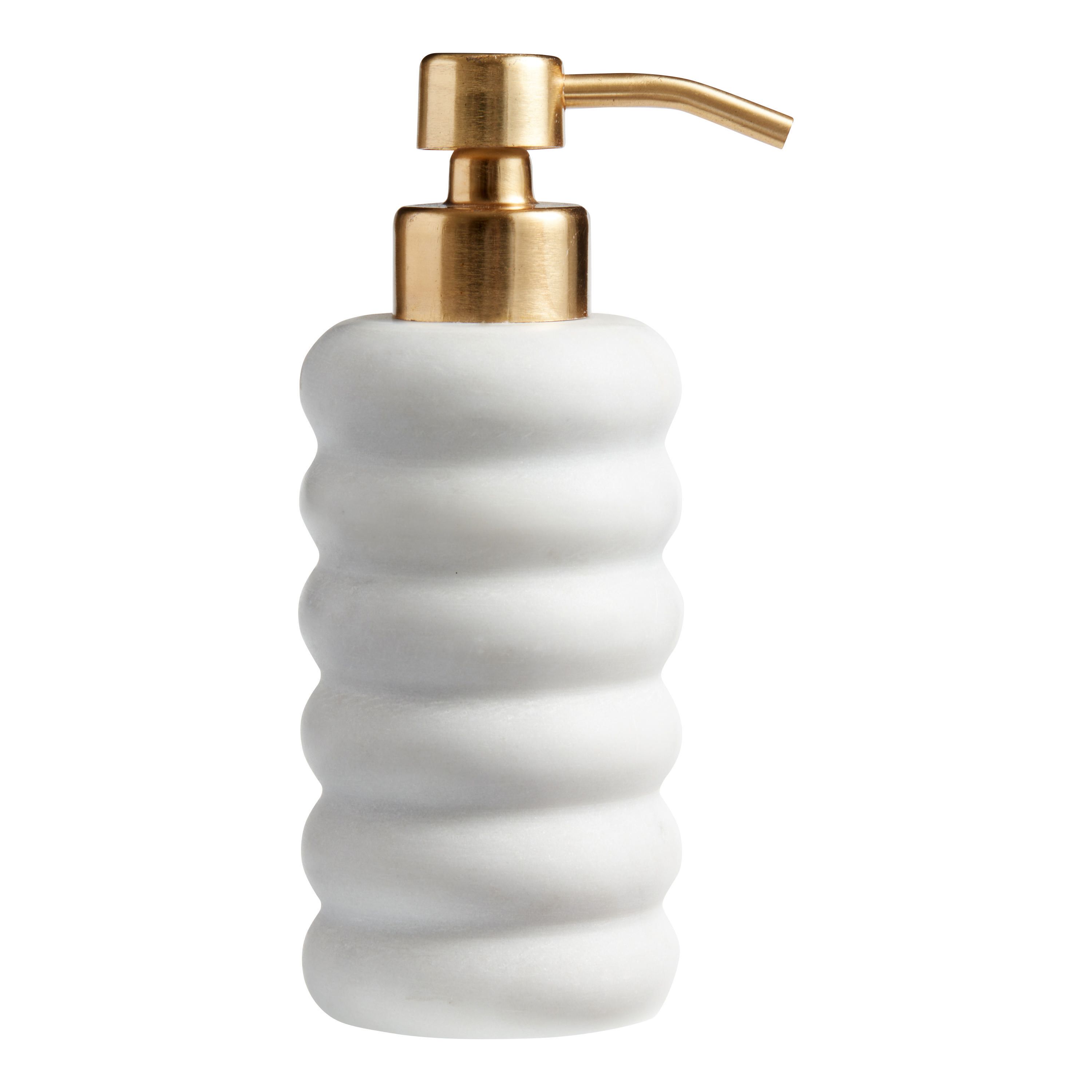 White Marble Ribbed Liquid Soap Dispenser | World Market