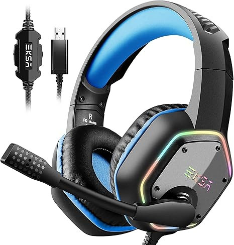 EKSA E1000 Gaming Headset, Computer Headphones with Noise Canceling Mic & RGB Light, 7.1 Surround... | Amazon (US)