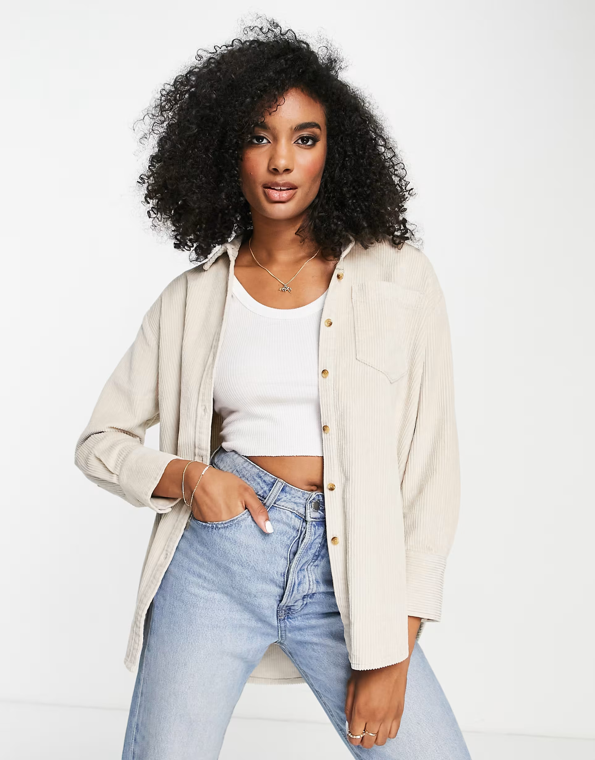 Whistles relaxed corduroy shirt in grey | ASOS (Global)