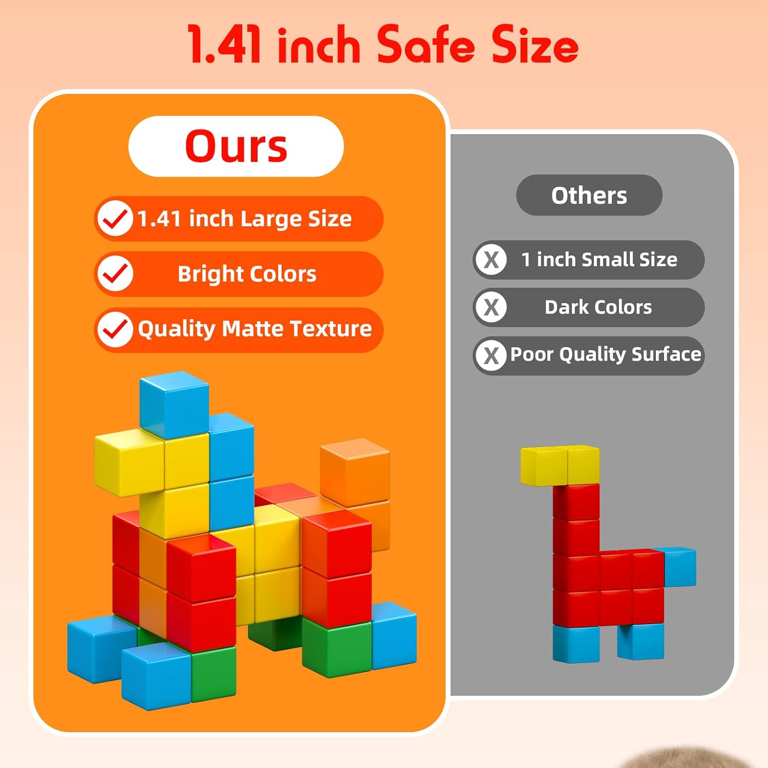 Magnetic Blocks, 1.41 inch Large Magnetic Building Blocks for Toddlers 3 4 5 6 7 8 Years Old Boys... | Amazon (US)