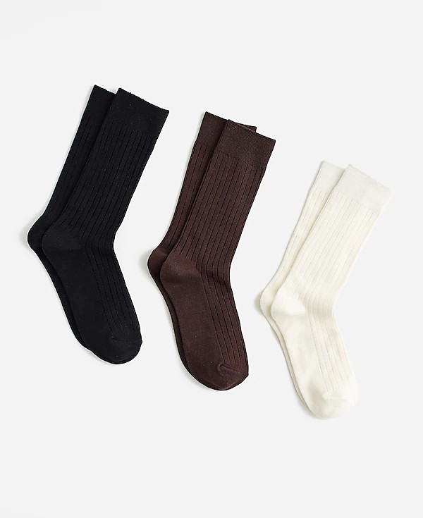 Three-Pack Slinky Ribbed Trouser Socks | Madewell