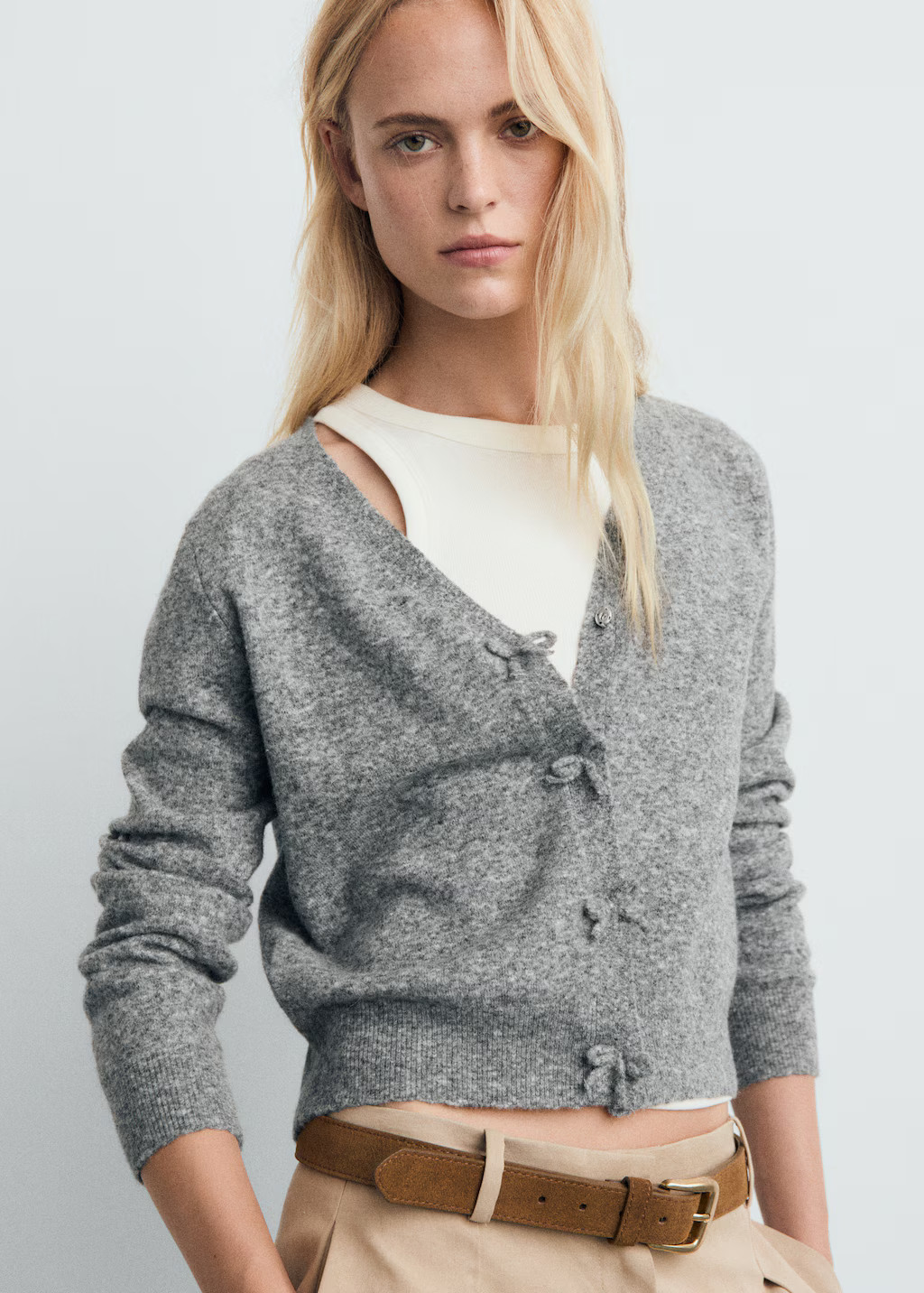 V-neck wool-blend cardigan | Mango (US/MX/AU)