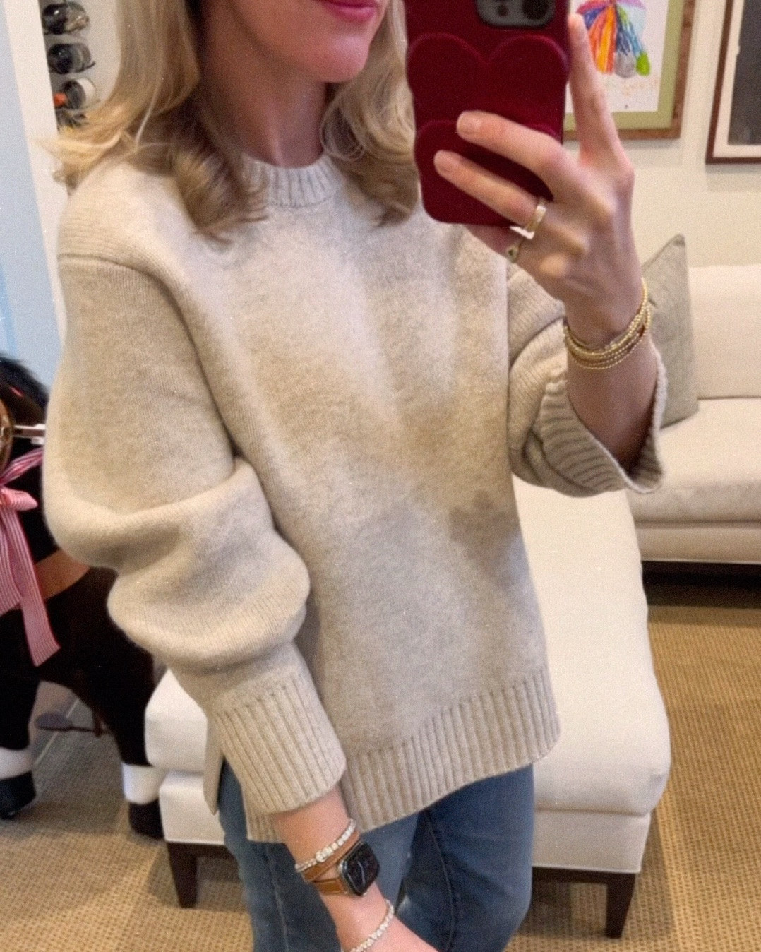 How I keep chunky, long sleeve sweaters to stay up 💛

Love these for messy buns too!! 

Sweater: M
Jeans (size down!!): I should have taken a 25
Flats: Dior (TTS) 

#styled #sweaters #ootd #pairswellwith 

#LTKootd #LTKdayinmylife #LTKgrwm