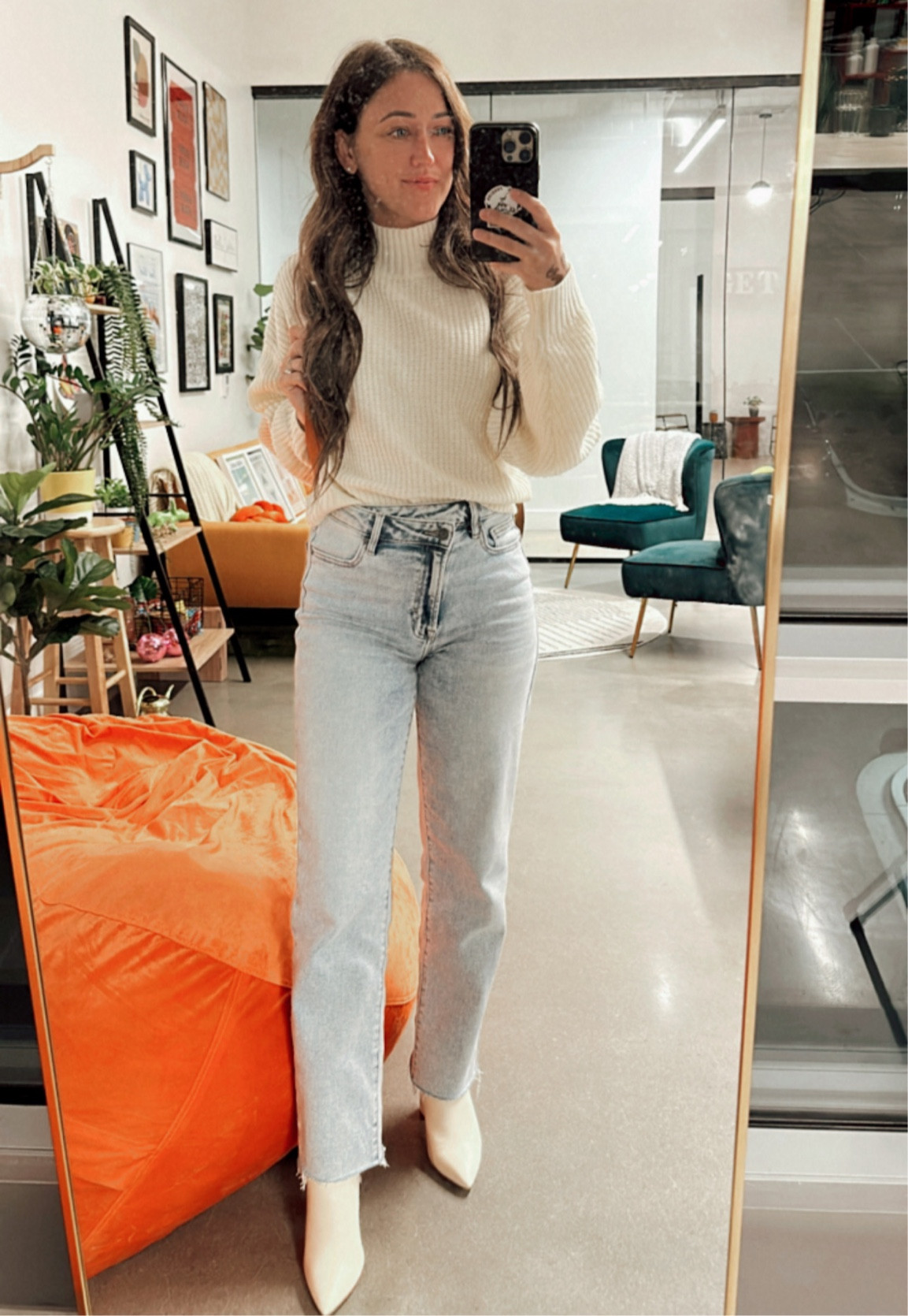 Fall/winter work outfit. Hidden jeans from Buckle with tall white boots from LuLus  and white knit sweater from Amazon.

#LTKworkwear #LTKSeasonal #LTKfindsunder50