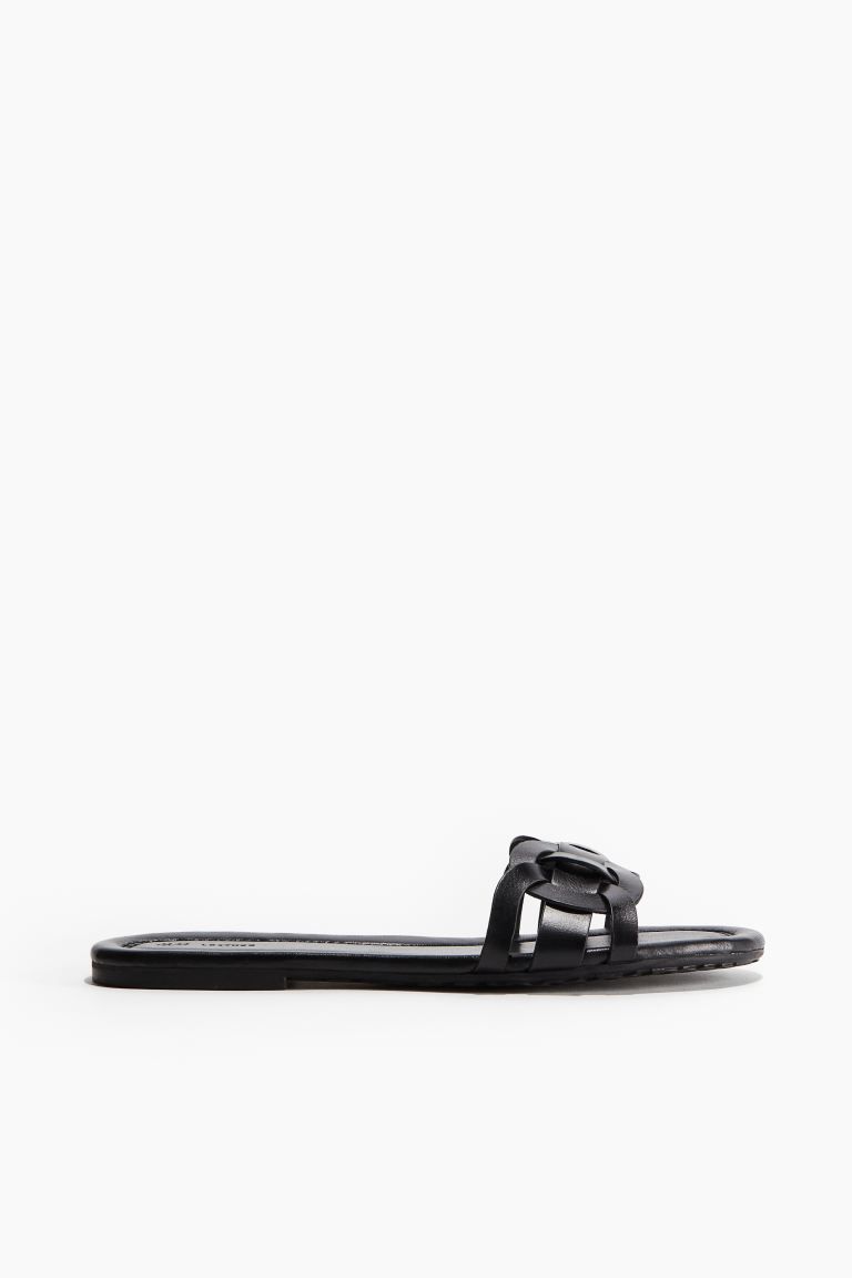 Leather sandals - Black - Ladies | H&M GB | H&M (UK, MY, IN, SG, PH, TW, HK)