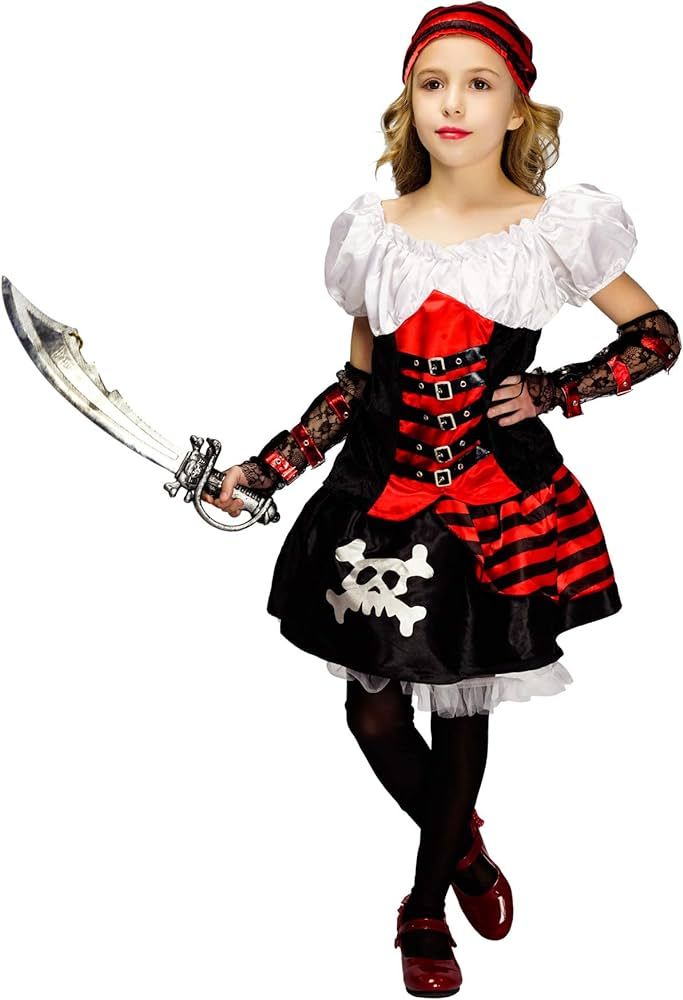 PGOND Girl's Luxury Buccaneer Steampunk Pirate Costume | Amazon (US)