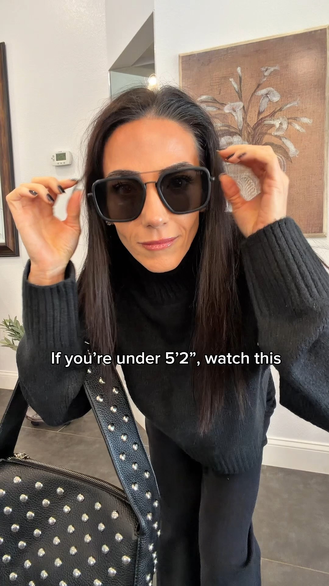 Anthropologie black denim 23P — fits my 24” waist, no hemming, works with flats. Banana Republic Factory sweater XS (mostly cotton, good quality). Studded tote from Amazon. Vionic sneakers true to size and machine washable. Diff sunglasses — designer-inspired, around $100. I’m 5’0”, ~100 lbs.

#LTKPetite #LTKootd