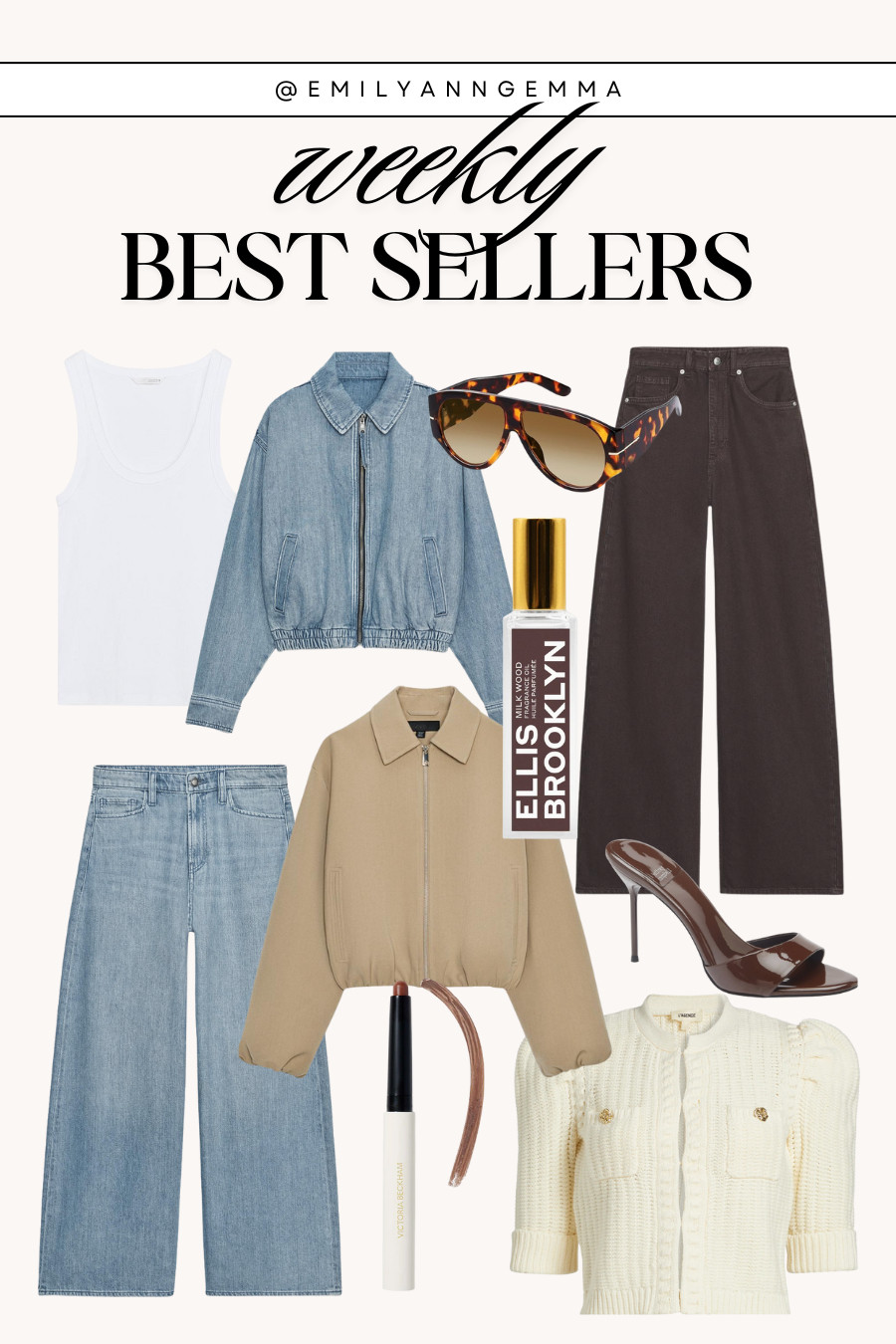 Weekly best sellers!

Zara denim jacket and pants, a white tank top, Ellis Brookyn perfume, retro Amazon sunglasses, brown jeans, a beige fall jacket, brown heels and more favorites of the week! 

 #LTKSeasonal #LTKFindsUnder100 #LTKStyleTip