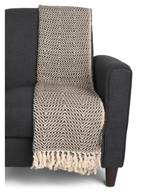 50x60 Cotton Herringbone Throw | TJ Maxx