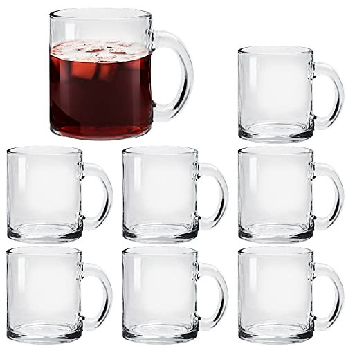 Accguan Glass Coffee Mug Set, (8 Pack) 12 Ounce with Convenient Handle, Tea Glasses for Hot/Cold Beverages, Thermal Shock Resistant, Tempered Glass, Mugs for Cappuccino, Latte, Espresso | Amazon (US)