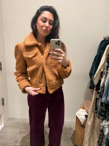 Cutie Anthro fall outfit idea! A Sherpa jacket with corduroy pants in violet. Could be dressed up with gold accessories and a fabulous bag for date night or kept casual for mom life. Happy fall! 🍁 
.
.
.
.
.
.
#familyphotos #falloutfits #fallfashion #sherpa 

#LTKbeauty #LTKstyletip #LTKHolidaySale