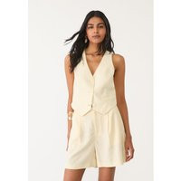 Linen blend waistcoat with back vent - Women's Blazers | Stradivarius United Kingdom | Stradivarius (UK)